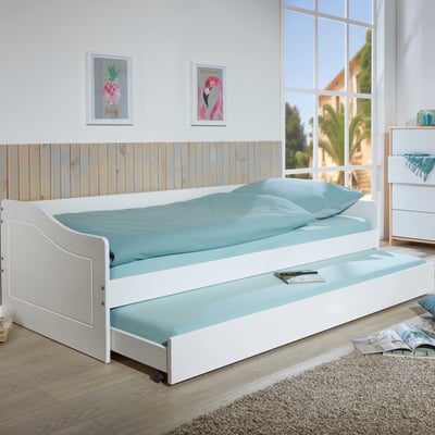 Uitschuifbed Leonie | 90 x 190 cm | 100% Melaminecoating | Parelwit Uitschuifbed Leonie | 90 x 190 cm | 100% Melaminecoating | Parelwit