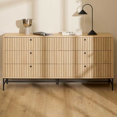 Ladekast Albany - 158x40x80cm - 6 lades - eikdecor