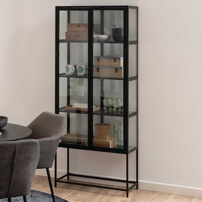 Vitrinekast Dover 77cm, 2 deuren - zwart Vitrinekast Dover 77cm, 2 deuren - zwart