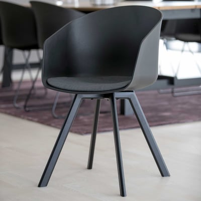 Eetkamerstoel Moon: Stof Spy Grey, Zwart Staal