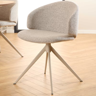 Draaibare Monza Beige Eetkamerstoel met Grijs Onderstel