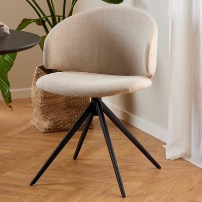 Eetkamerstoel Ella - draaibaar - stof - beige Eetkamerstoel Ella - draaibaar - stof - beige