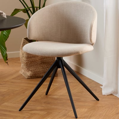 Eetkamerstoel Ella - draaibaar - stof - beige