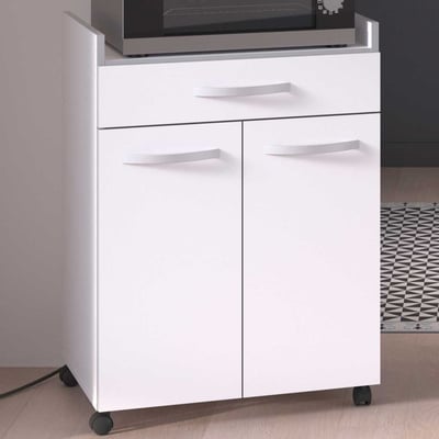 Bijzetkastje met wieltjes Easy - wit 