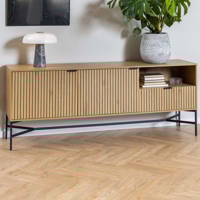 Jaipur Dressoir: Eiken afwerking, stalen onderstel, 2 deuren