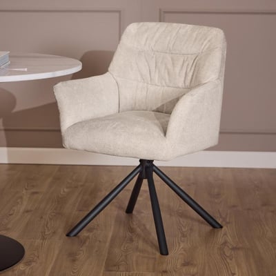 Eetkamerstoel Alonso - 64x60x85cm - draaibaar - beige