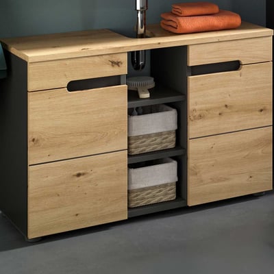 Badmeubel Canu Xonox - Basaltgrijs & Artisan Hout - 80x55x34 cm