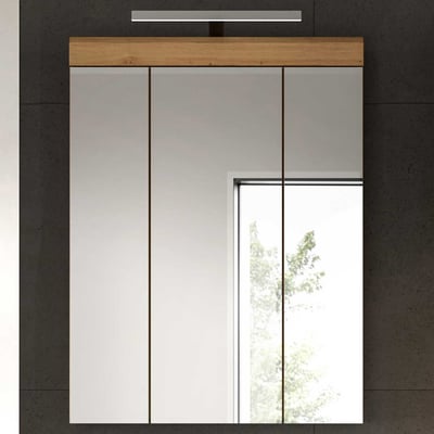 Spiegelkast Scout Xonox met verlichting - 60x79x18 cm - Saliegroen & Artisan Eik