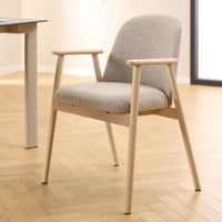 Eetkamerstoel Leo - 55x57x81cm - eikenhout - beige stof