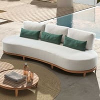 Tuinzetel 3-zit Mezzeluna Gescova - Teakhout en Olefin - 285x98x69cm - Écru