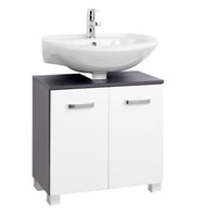 Wastafelonderkast Bobbi 60cm 2 deuren - grafiet/hoogglans wit