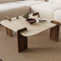 Salontafel Afrolli - 100% MELAMINE - Travertijn - 90 x 35 x 90 cm