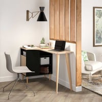 Bureau Nosk 120cm met 1 deur - zwart/eik 