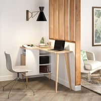 Bureau Nosk 120cm met 1 deur - wit/eik 