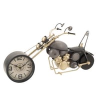 Klok moto metaal antiek grijs/goud