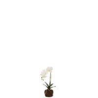 Orchidee in aarde plastiek wit/groen small