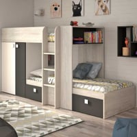 Stapelbed Beau (lattenbodem onderste bed niet inbegrepen) - grenen/grijs