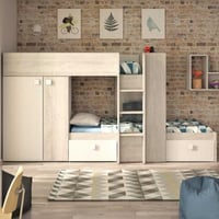 Stapelbed Beau (lattenbodem benedenbed niet inbegrepen) - grenen/wit 