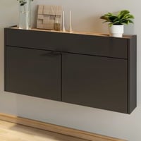 Console Amika 2 deuren & 1 lade zwevend - antraciet/eik