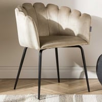 Eetkamerstoel Limhamn - Polyesterfluweel - 54x77x61 cm - Beige/Zwart