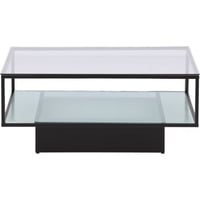 Salontafel Maglehem Venture Design - Glas & Zwart Metaal - 90x90 cm