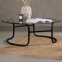 Salontafel Lomma - Glas & Zwart staal - Ø110 cm