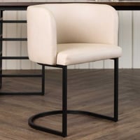 Eetkamerstoel Simrishamn - Polyester - 60x75x58 cm - Beige/Zwart