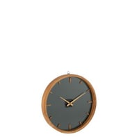 Wandklok rond hout/glas bruin/zwart small