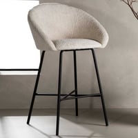 Barstoel Velvet - Staal/Wit Teddy - 57x97x59 cm