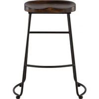 Barkruk Ozark Venture Design - Staal en Donker Walnoothout - 41x74x48 cm - Zwart