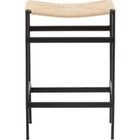 Barkrukken Polly 2-pack Venture Design - Rubberhout en Touw - 40x66x45 cm - Zwart/Naturel