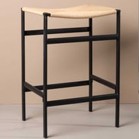 Barkrukken Polly - Rubberhout en Touw - 40x66x45 cm - Zwart/Naturel