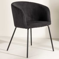 Eetkamerstoel Berit - Corduroy Zwart - 55x55x78 cm