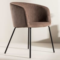 Eetkamerstoel Berit - Polyester Corduroy - 55x78x55 cm - Bruin/Zwart