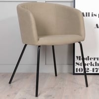Eetkamerstoel Berit - Polyesterlinnen - 55x78x55 cm - Beige/Zwart