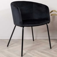 Eetkamerstoel Berit - Zwart Fluweel - 55x78x55 cm
