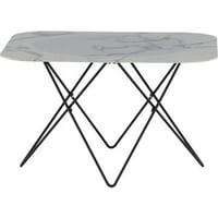 Salontafel Tristar Venture Design - Glas Marmer - 80x80x50 cm - Wit/Zwart