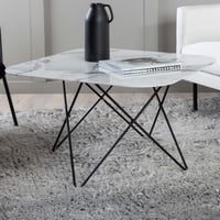 Salontafel Tristar - Glas Marmer - 80x80x50 cm - Wit/Zwart