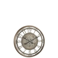 Klok arabische cijfers radars binnenwerk metaal+glas antiek grijs
