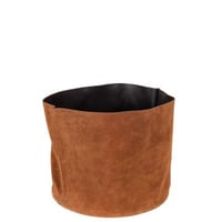 Opbergmand rond laag leder cognac