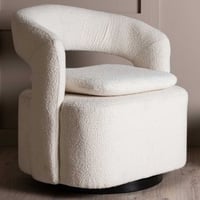 Fauteuil Laurel - Staal - 70x71x69 cm - Wit bouclé