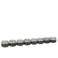 Theelichthouder 8 bol craquele glas/stainless steel zwart