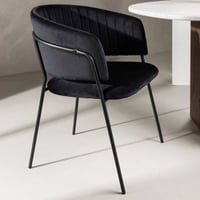 Eetkamerstoel Selma - Staal/Fluweel - 58x82x54 cm - Zwart
