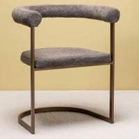 Eetkamerstoel Morning - Grijze Bouclé & Bruin Stalen Frame - 54x75x65 cm