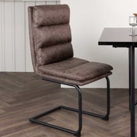 Eetkamerstoel Zizo - Microvezel & Staal - 60x100x45 cm - Donkerbruin
