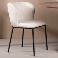 Eetkamerstoel Edina - Staal/Bouclé - 60x77x53 cm - Wit/Zwart - 2 stuks
