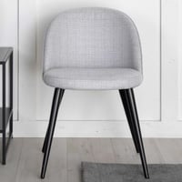 Eetkamerstoel Velvet - Grijs Polyester, Zwarte Poten - 50x57x77 cm