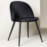 Eetkamerstoel Velvet - Polyesterfluweel Zwart - 76x49x56,5 cm