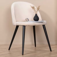 Eetkamerstoel Velvet Stitches - Polyesterlinnen - 57x77x50 cm - Beige/Zwart