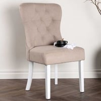 Eetkamerstoel Vista - Eikenhout & Linnen - 68x101x55cm - Beige